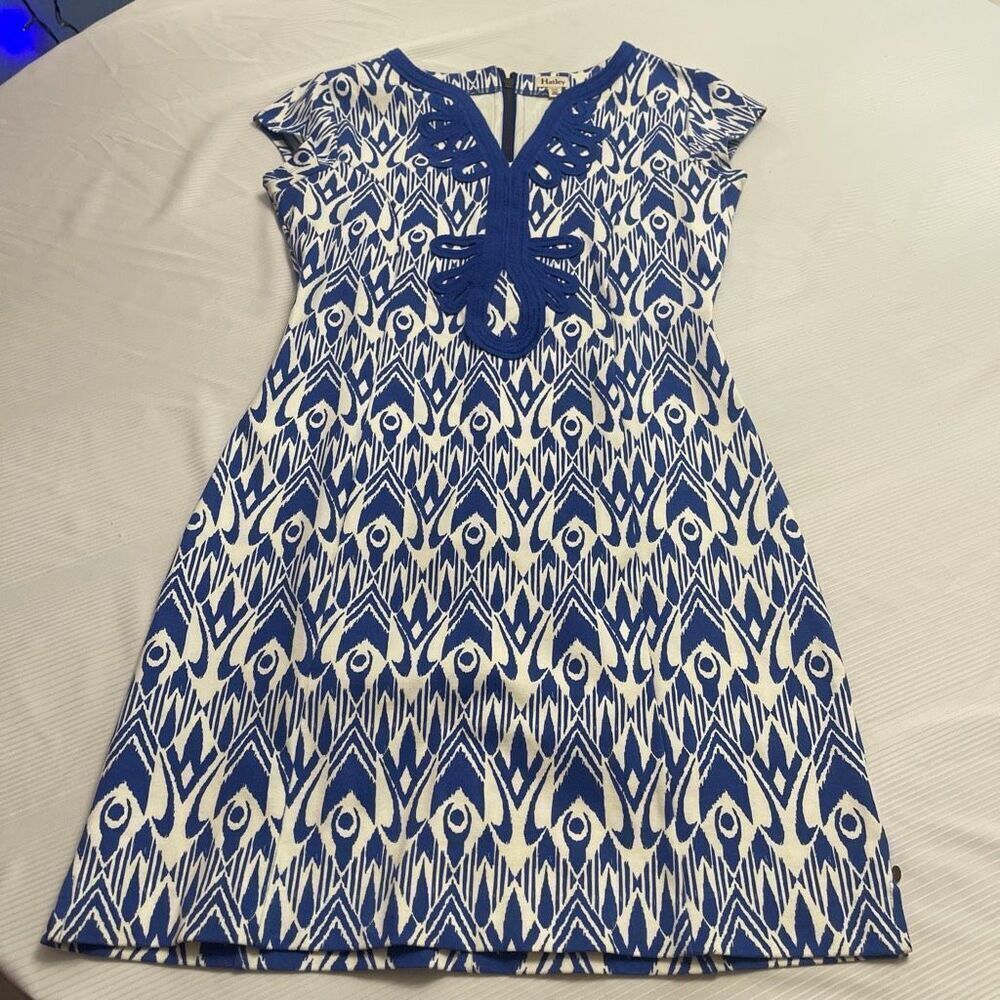 Hatley Women’s Blue White Ikat Print Shift Dress Size Medium
